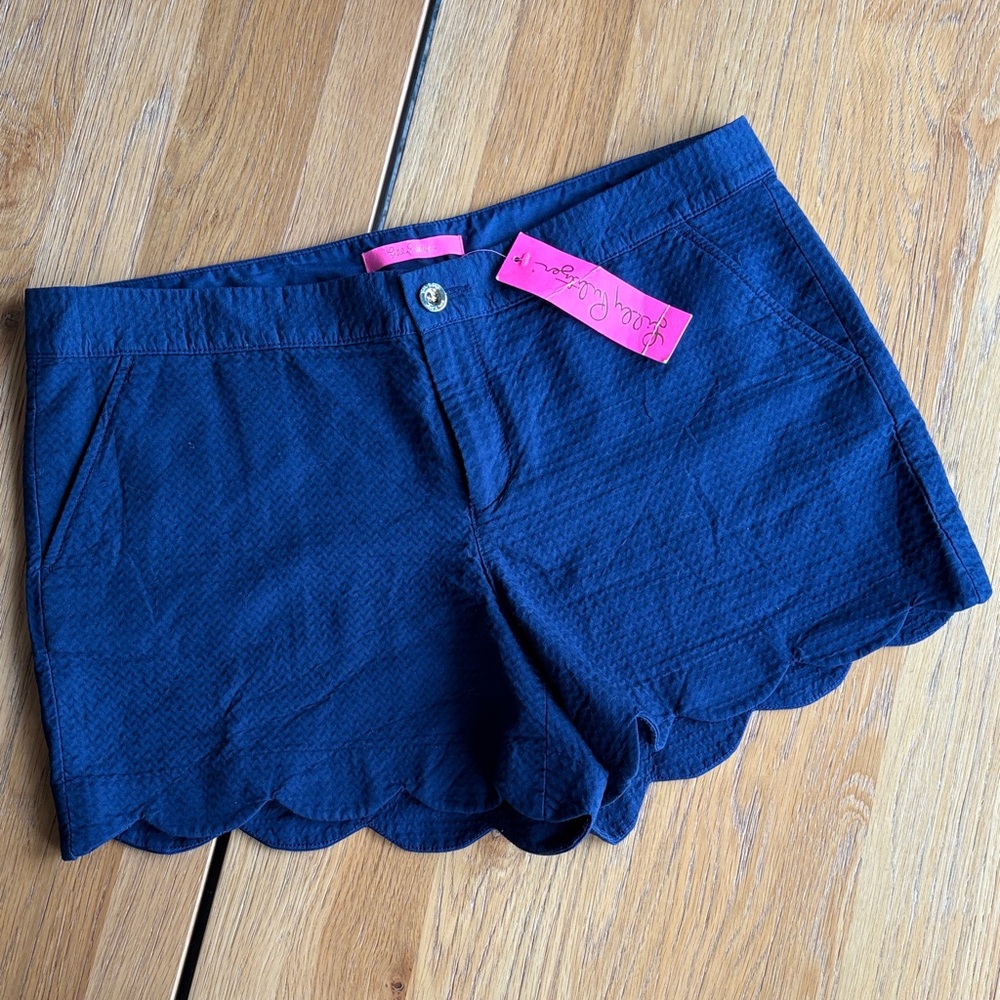 LILLY PULITZER Navy Scalloped Hem Shorts